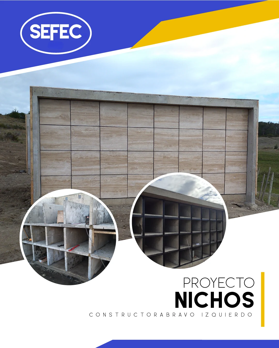 Proyecto Nichos de SEFEC con estructura de nichos y obra civil terminada.