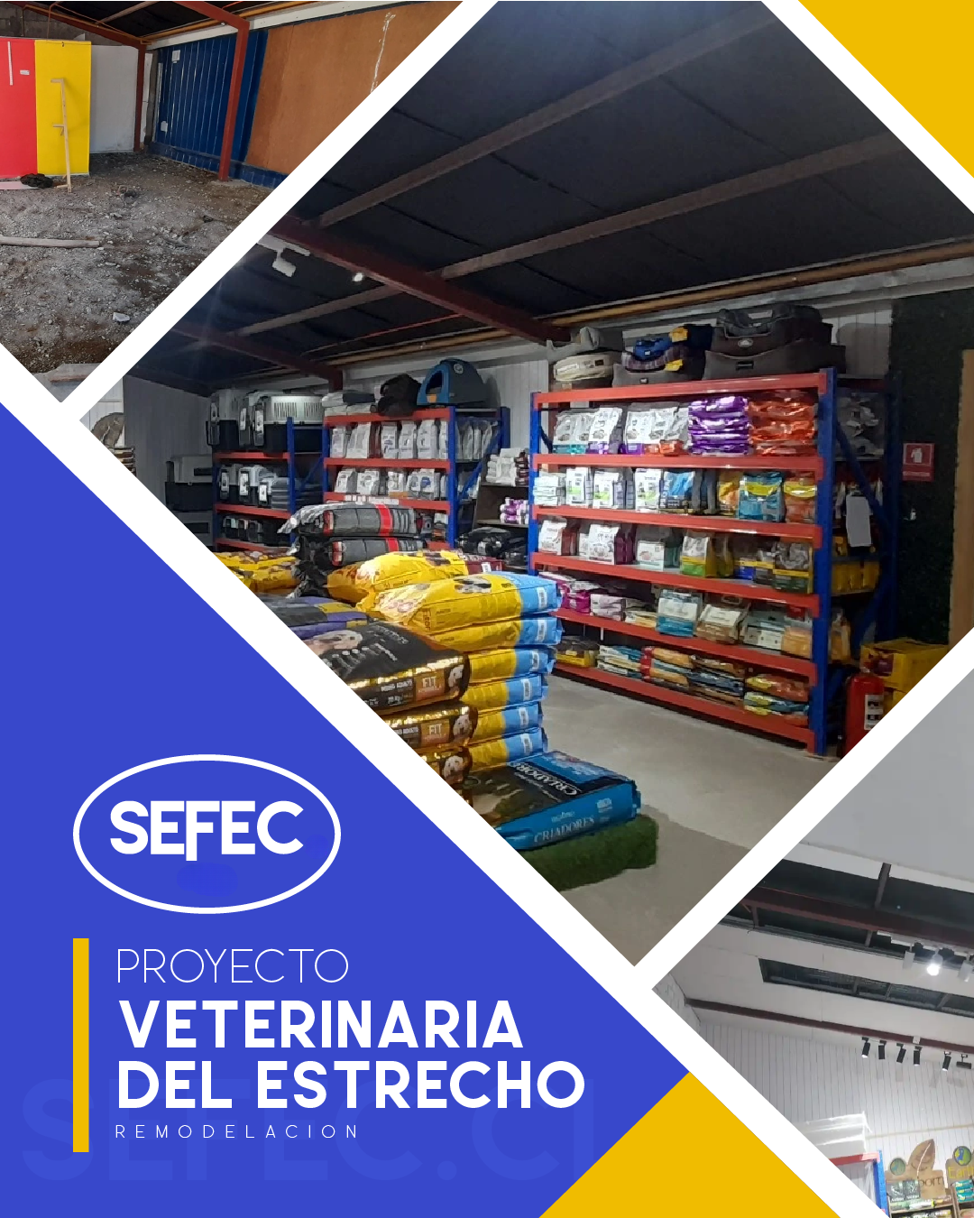 Proyecto Veterinaria del Estrecho con remodelación interior y habilitación comercial.